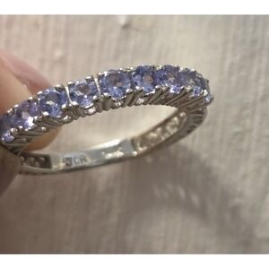 Delicate John C. Rinker 14k White Gold And Tanzanite Band Ring. Filigree. 7